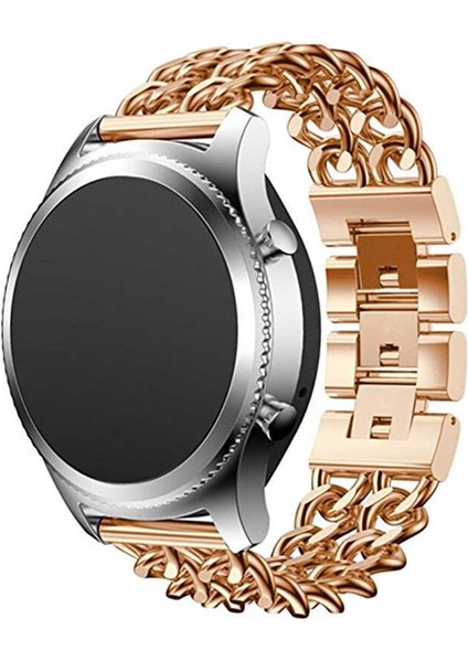 ​​gear S3 (22MM) Uyumlu Krd-17 Metal Kordon Zore - Rose Gold