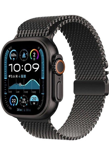 Apple Watch Ultra 49MM Zore KRD-121 Metal Hasır Kordon-Siyah