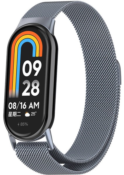 Xiaomi Smart Band 8 Zore Krd-01 Metal Kordon-Gri