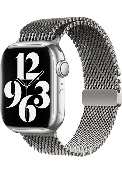 Apple Watch 44MM Zore KRD-121 Metal Hasır Kordon-Gri