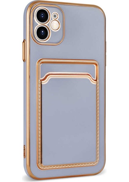 Apple iPhone 11 Kılıf Zore Bark Kartlıklı Kapak-Lila