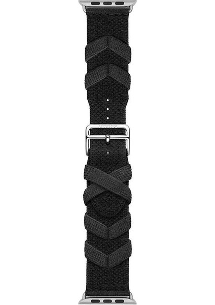 Watch 7 41MM Uyumlu Zore - Krd-97 Sarmal Örgü Tasarımlı Kordon-Siyah
