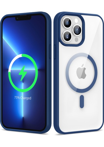 Apple iPhone 13 Pro Kılıf Magsafe Wireless Şarj Özellikli Silikon Zore Ege Kapak-Mavi