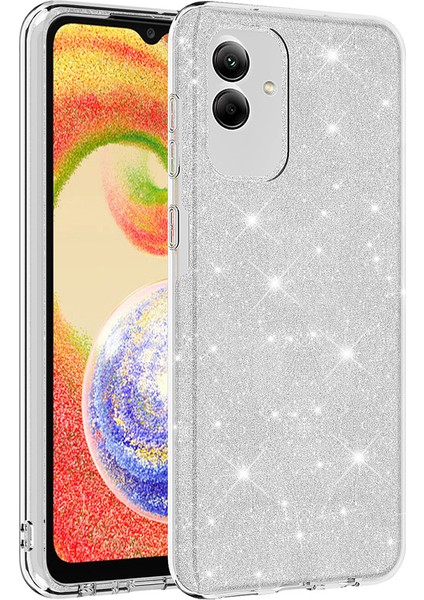 Galaxy A04 Kılıf Zore Shining Silikon-Gümüş