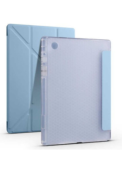 Galaxy Tab A8 10.5 SM-X200 (2021) Kılıf Uyumlu Zore Tri Folding Kalem Bölmeli Standlı Kılıf-Mavi
