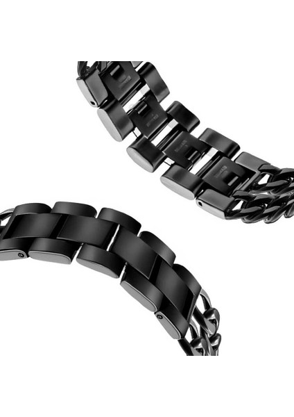 ​​gear S3 (22MM) Uyumlu Krd-17 Metal Kordon Zore - Siyah