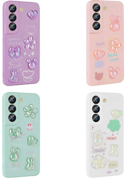 Galaxy S21 Fe Kılıf Kabartma Figürlü Parlak Zore Toys Silikon Kapak-Pembe