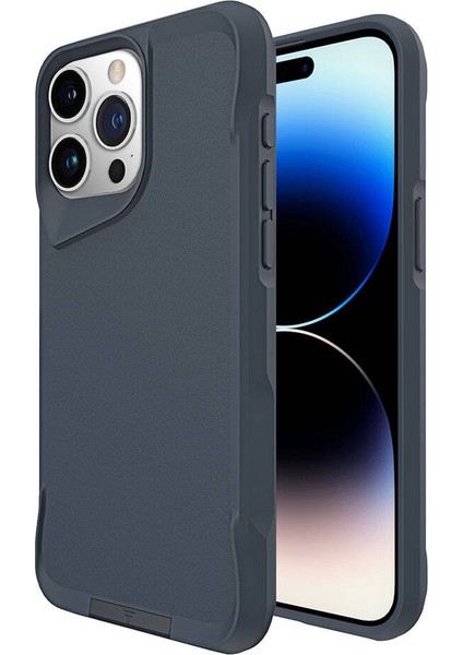 Apple iPhone 15 Pro Max Kılıf Zore Airbag Kenarlı T-Max Mat Standlı Kapak-Gri