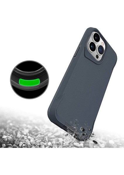 Apple iPhone 15 Pro Max Kılıf Zore Airbag Kenarlı T-Max Mat Standlı Kapak-Gri