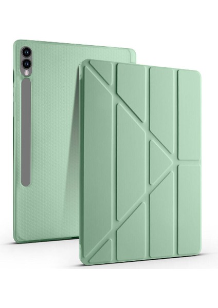 Galaxy Tab S9 Plus Kılıf Uyumlu Zore Tri Folding Kalem Bölmeli Standlı Kılıf-Kırmızı