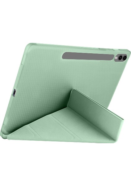 Galaxy Tab S9 Plus Kılıf Uyumlu Zore Tri Folding Kalem Bölmeli Standlı Kılıf-Kırmızı