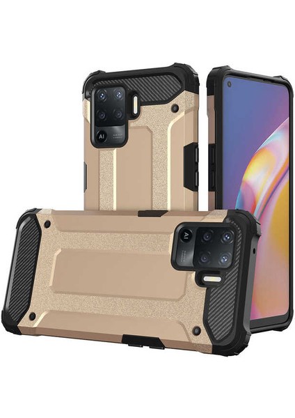 Oppo Reno 5 Lite Kılıf Zore Crash Silikon Kapak-Gold