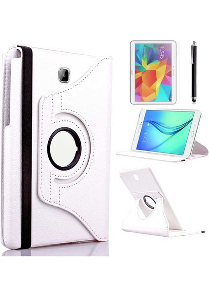 Galaxy Tab A T580 10.1 Uyumlu Zore Dönebilen Standlı Kılıf-Beyaz
