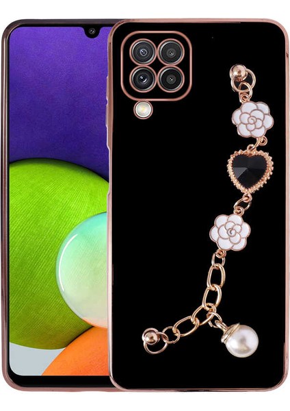 Galaxy M32 Kılıf El Tutamaçlı Kamera Korumalı Zore Taka Silikon Kapak-Siyah
