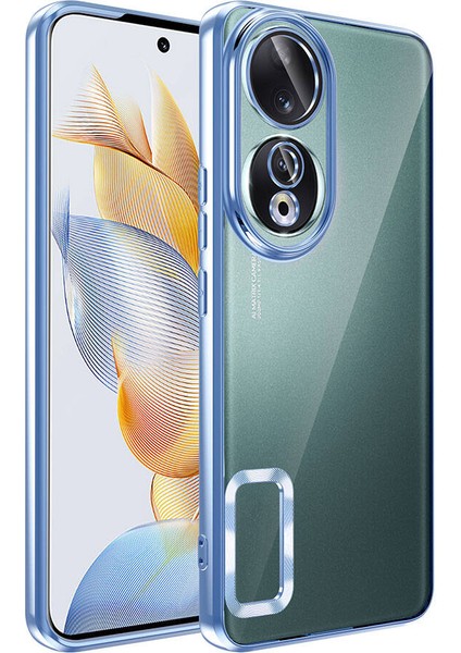 Huawei Honor 90 Kılıf Kamera Korumalı Logo Gösteren Zore Omega Kapak-Sierra Mavi