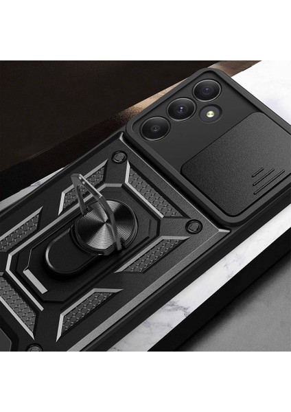 Galaxy A55 Kılıf Magnetik Standlı Kamera Korumalı Zore Sürgülü Vega Kapak-Siyah fiyatları