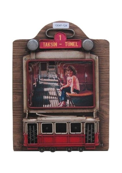 Dekoratif Metal Çerçeve Tramvay Dekorlu Vintage