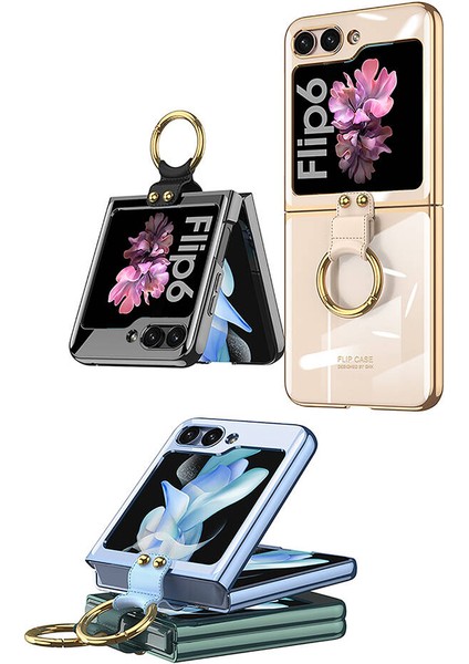 Galaxy Z Flip 6 Kılıf Zore Yüzüklü Kıpta Kapak-Siyah