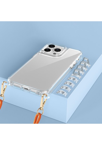 iPhone 14 Pro Max Kılıf Airbagli Takılabilir Askı Aparatlı Zore Snap Silikon Kapak-Şeffaf
