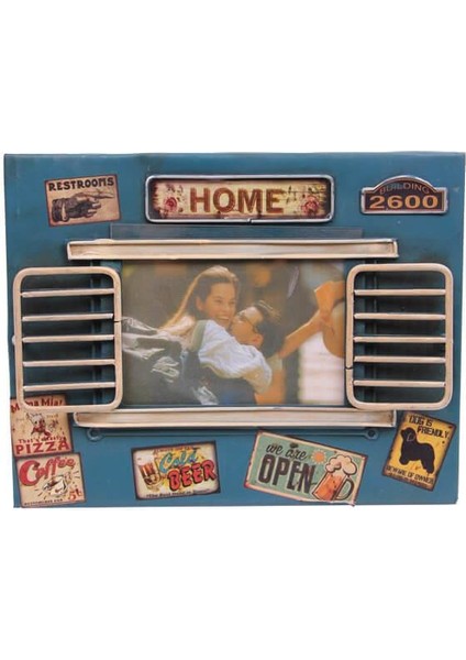 Dekoratif Metal Çerçeve Panjur Temalı Vintage Ev Ofis Hediyelik