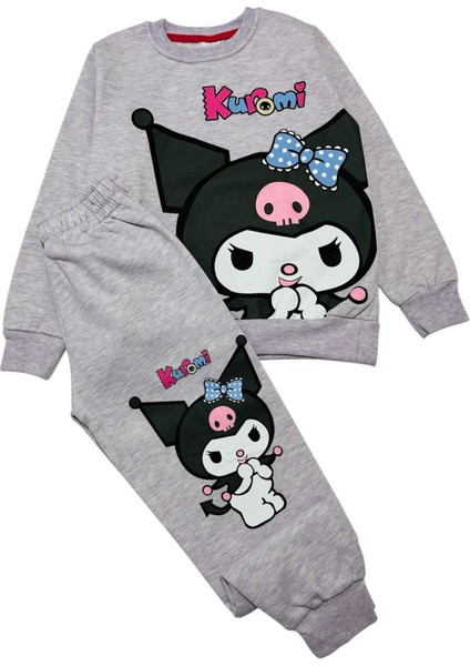 Kız Çocuk Iki Iplik Şardonlu Kuromi Desenli Lila Eşofman Takımı