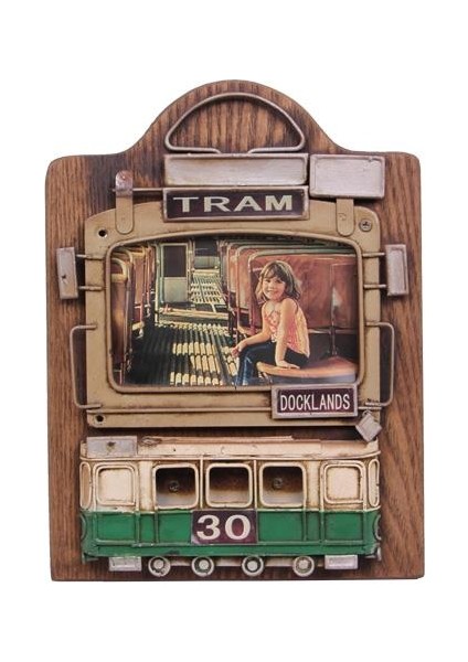 Dekoratif Metal Çerçeve Tramvay Dekorlu Vintage