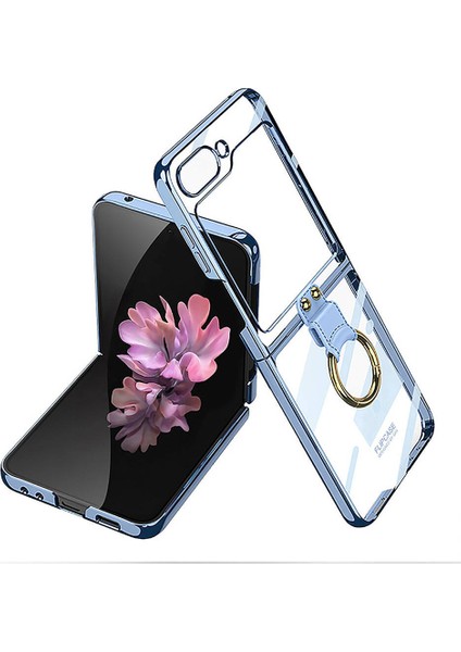 Galaxy Z Flip 6 Kılıf Zore Yüzüklü Kıpta Kapak-Mavi