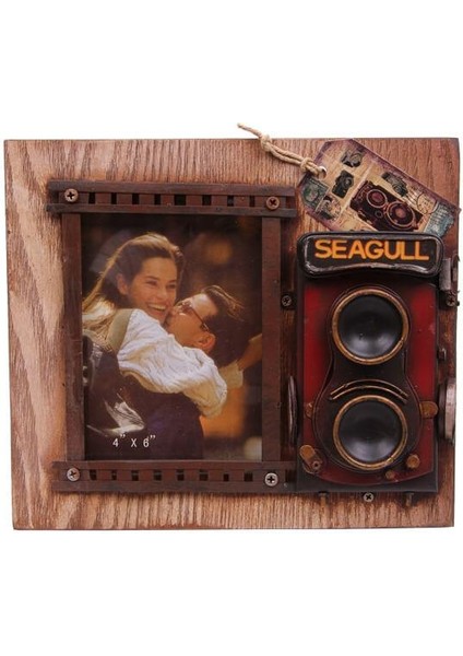 Dekoratif Metal Çerçeve Fotoğraf Makinesi Dekorlu