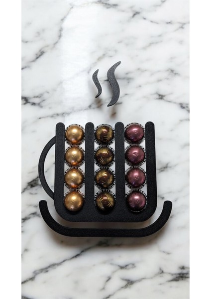 Nespresso Vertuo Uyumlu Kapsül Kahve Tutucu - Düzenleyici (Siyah)