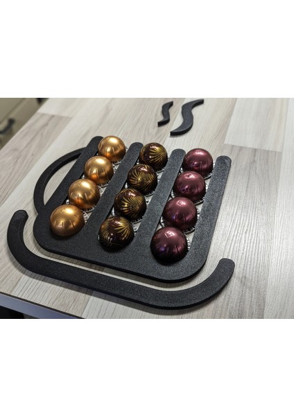 Nespresso Vertuo Uyumlu Kapsül Kahve Tutucu - Düzenleyici (Siyah)