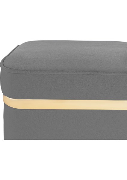 Zengo Gold Twin Line Kare Puf - Gri Kumaş, Dekoratif Makyaj Masası Pufu modelleri