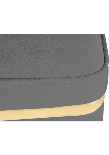 Zengo Gold Twin Line Kare Puf - Gri Kumaş, Dekoratif Makyaj Masası Pufu fırsatları