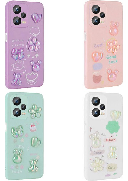 Xiaomi Redmi Note 12 4g Kılıf Kabartma Figürlü Parlak Zore Toys Silikon Kapak-Pembe