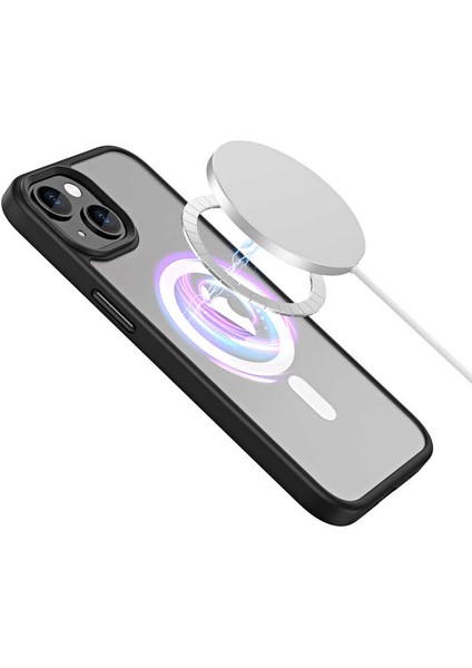 Apple iPhone 14 Plus Kılıf Wireless Şarj Özellikli Zore Hibrit Magsafe Kapak-Gri
