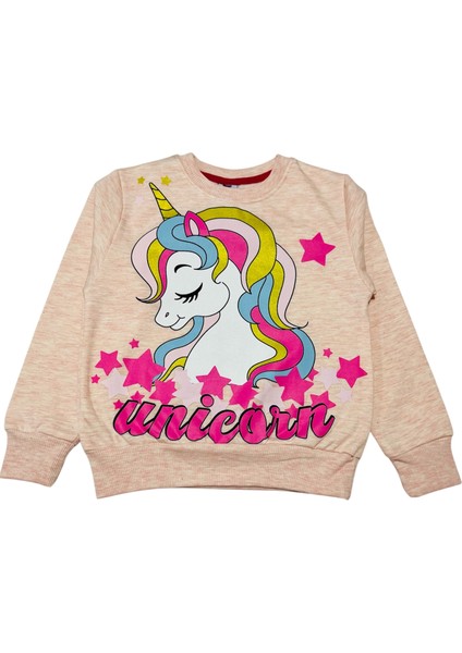 Kız Çocuk Iki Iplik Şardonlu Somon Rengi Unicorn Desenli Eşofman Takımı fiyatları