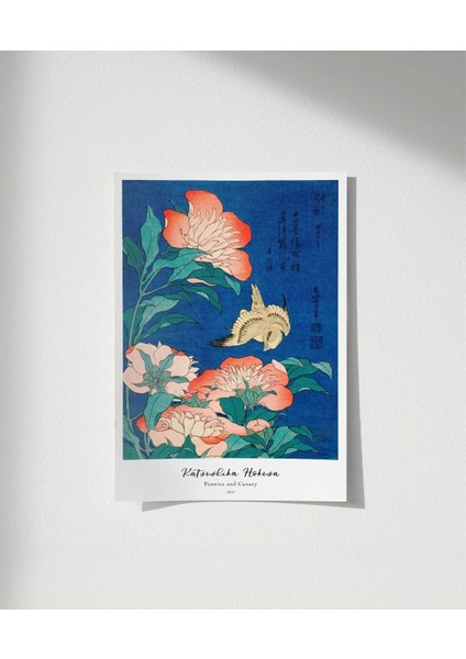 Çerçevesiz Poster Hokusai Şakayık ve Kanarya