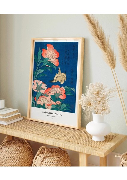 Çerçevesiz Poster Hokusai Şakayık ve Kanarya modelleri
