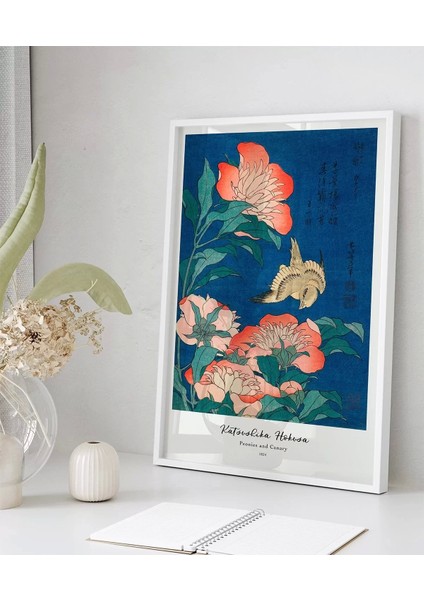 Çerçevesiz Poster Hokusai Şakayık ve Kanarya fırsatları