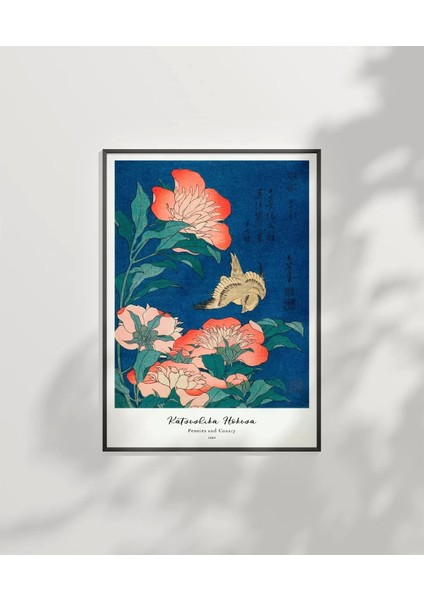 Çerçevesiz Poster Hokusai Şakayık ve Kanarya indirimleri