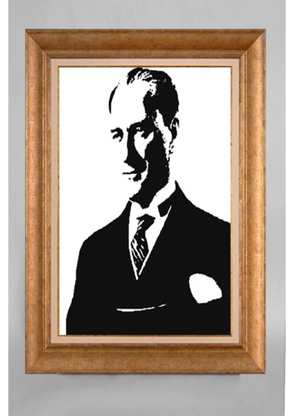 Altın Çerçeveli Paspartulu Atatürk Tablo RS825