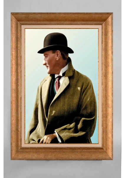 Altın Çerçeveli Paspartulu Atatürk Tablo RS226