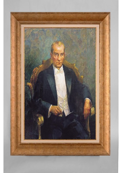 Altın Çerçeveli Paspartulu Atatürk Tablo RS840