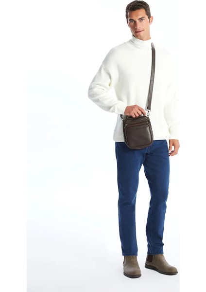 Kahverengi Deri Görünümlü Erkek Omuz Çantası modelleri