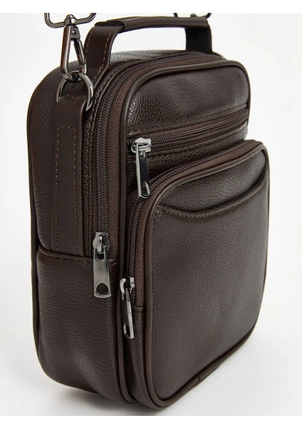 Kahverengi Deri Görünümlü Erkek Omuz Çantası indirimleri