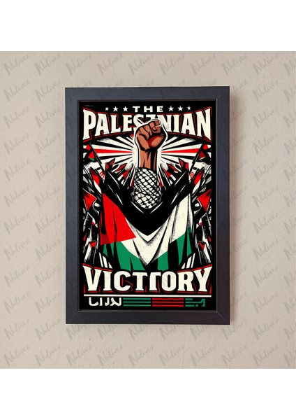 The Palestinian Victory Tasarımlı Tablo Şeffaf Asetatla Korumalı Çerçeveli Tablo