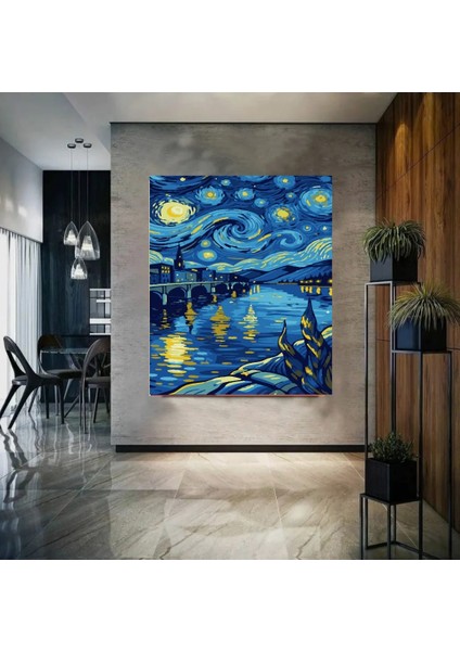 Sayılarla Boyama Kasnaklı Tablo Seti Fırça Boya Dahil 40X50 To Night