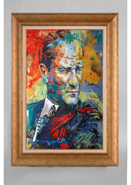 Altın Çerçeveli Paspartulu Atatürk Tablo RS332