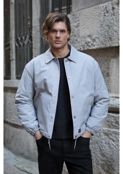 Erkek Oversize Çıt Çıt Kapamalı Taş Ceket Mont - 4014DNGR