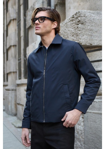 Erkek Su Geçirmez Mevsimlik Lacivert Ceket Mont - 4015DNGR fırsatları