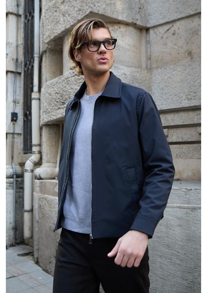 Erkek Su Geçirmez Mevsimlik Lacivert Ceket Mont - 4015DNGR indirimleri